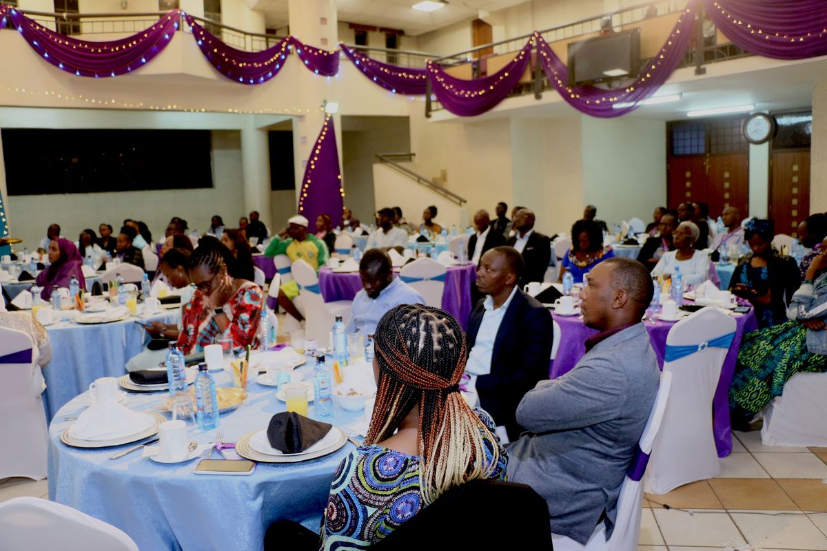 Guests seated for the 2023 gala beneath the draped ceiling